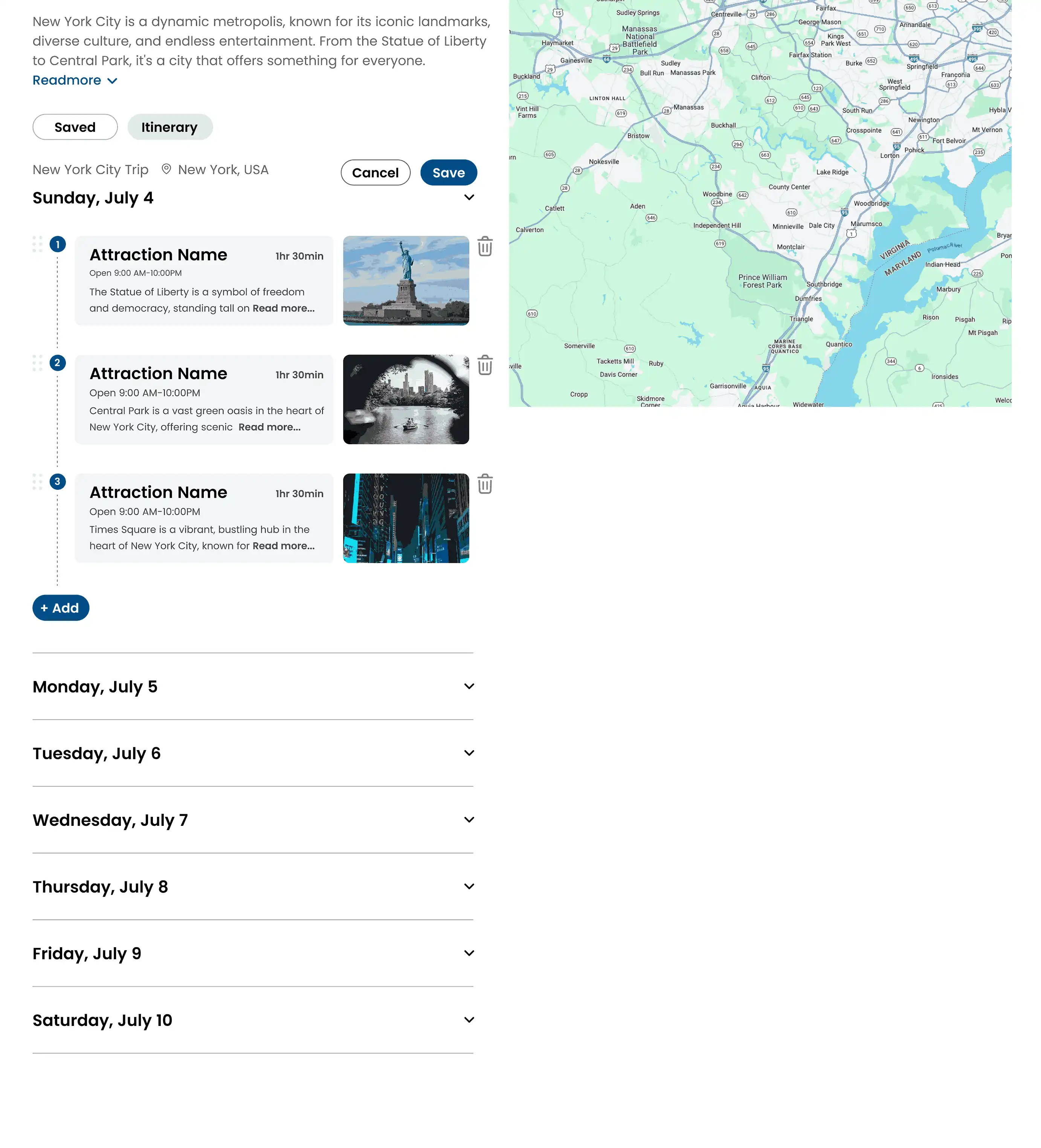 Plan itinerary